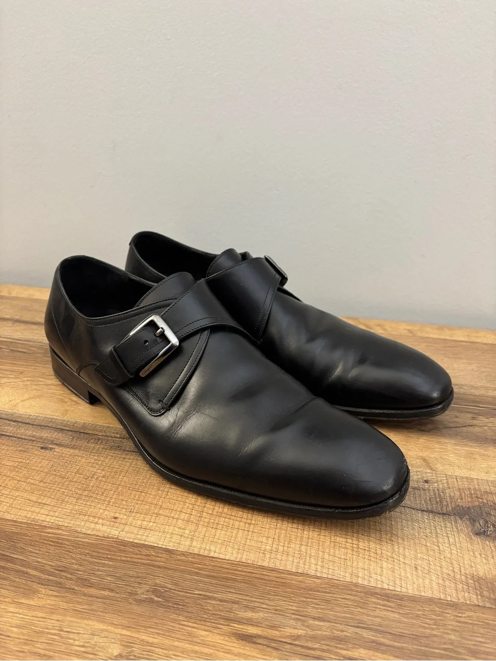 Salvatore Ferragamo Single Monk Strap Shoes Black Men’s
